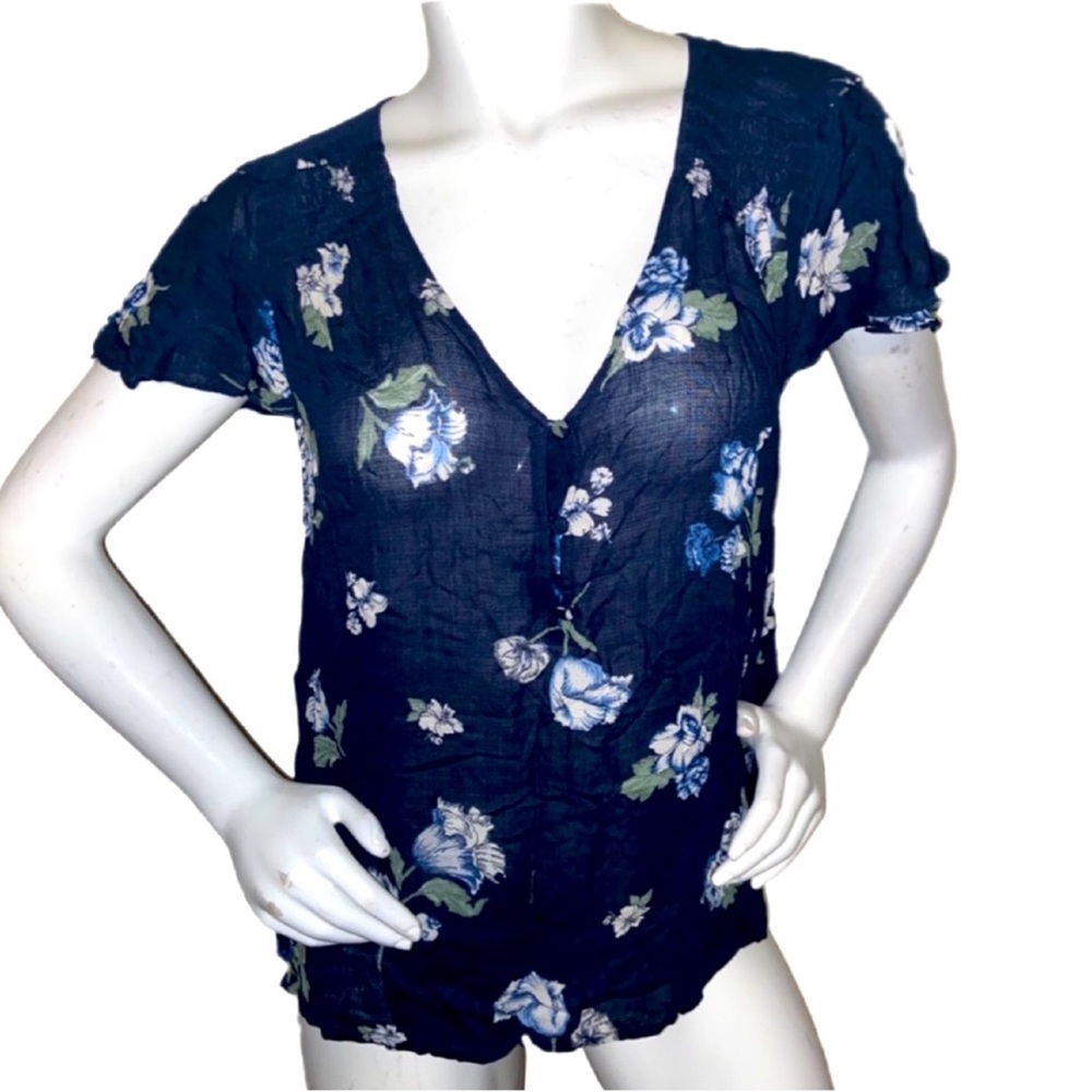 Lucky Brand Blue Floral Top